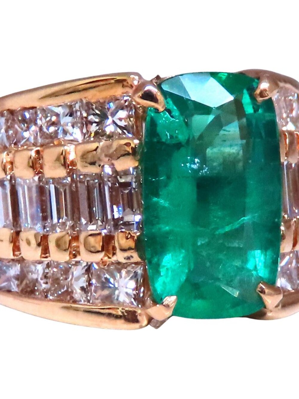 GIA Certified 3.01ct Natural Emerald Diamonds Ring 14kt Gold*